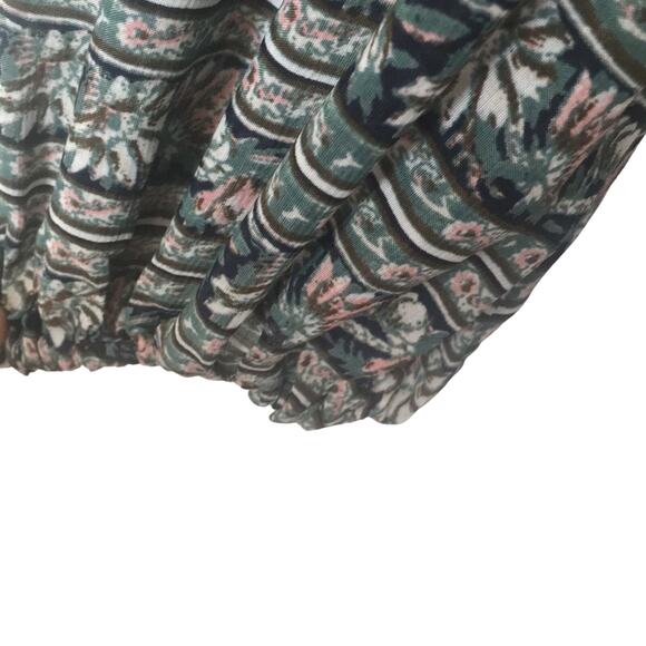 Lucky Brand navy, pink & green print sheer long sleeve blouse size medium - Picture 4 of 5